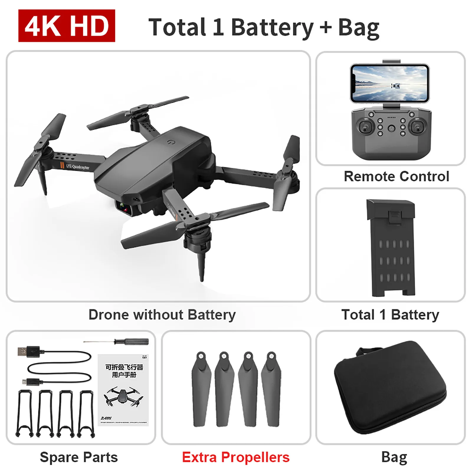 Mini Dron plegable aéreo 4k, cuadricóptero Rc de una lente, brazo plegable, xpro Rtf, L703