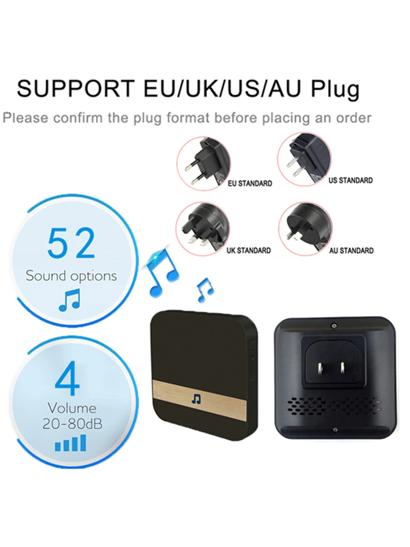 SNOSECURE IP53 Waterproof Smart WiFi Doorbell Video Call Wifi Doorbell Intercom Alarm For Home Wireless Video Door Bell