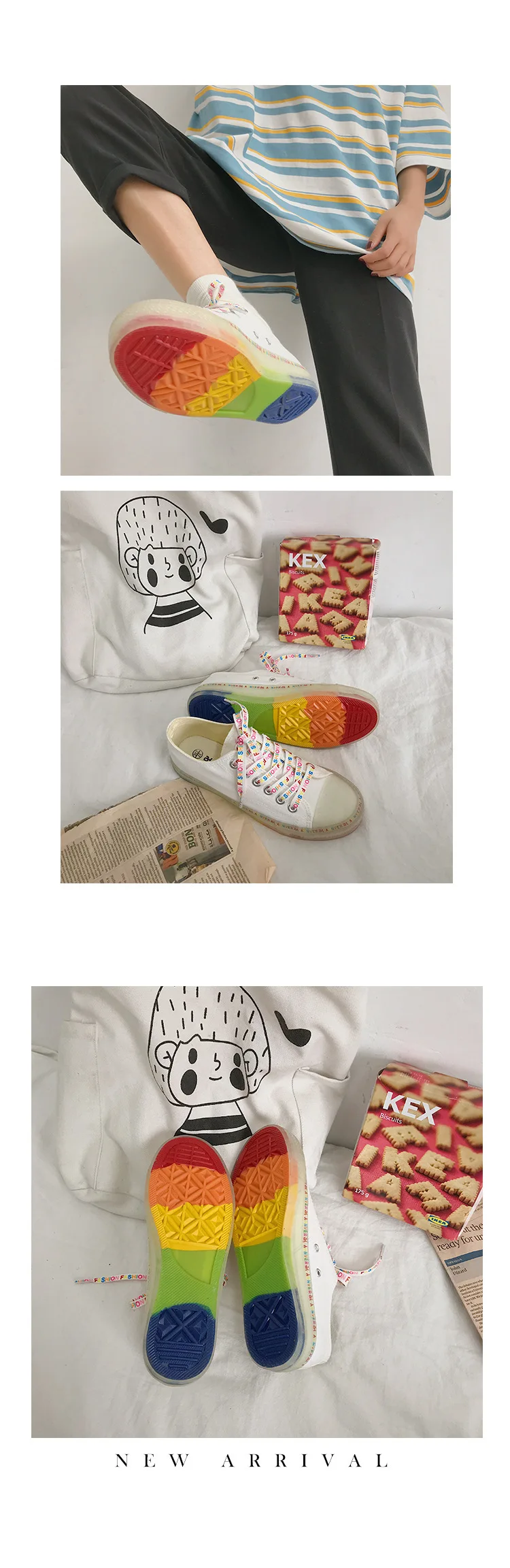 Transparent Rainbow Bottom Canvas Shoes Women New Student Korean Crystal Jelly Sole Girls Casual Sneakers Female Trainers 2