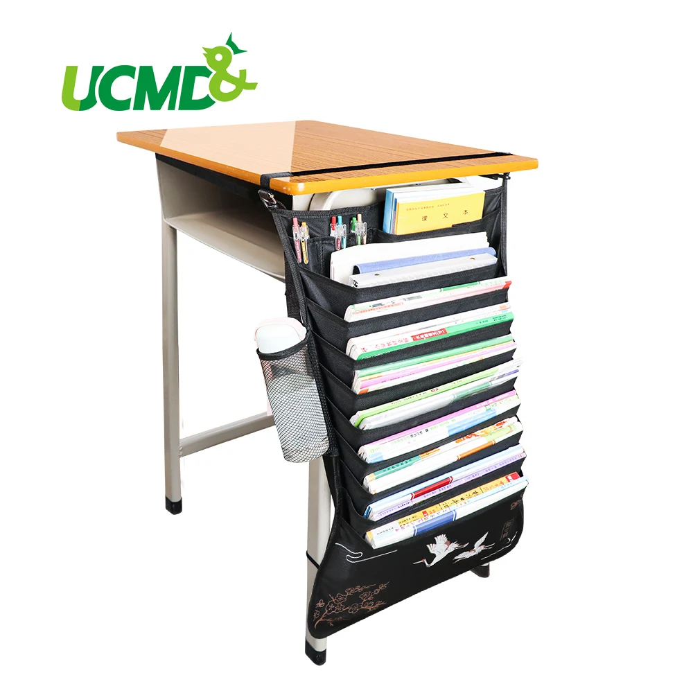 

Desk-Side Adjustable Desk Textbooks Organizer Bag for Desk Bedside Bed shelf Pockets Gadget Storage Holder Book Snacks Organizer
