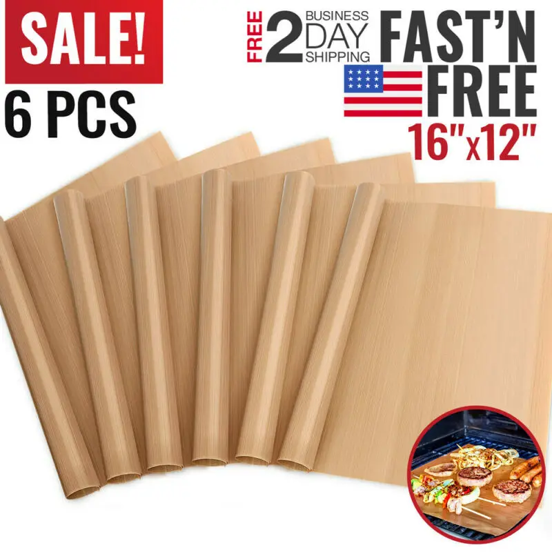 6 pcs High Temperature Barbecue Mat 40x60cm Non Stick Barbeque Grill