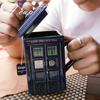 

OUSSIRRO Free shipping Doctor Who Tardis Creative Police Box Mug Funny Ceramic Coffee Tea Cup For christmas Gift