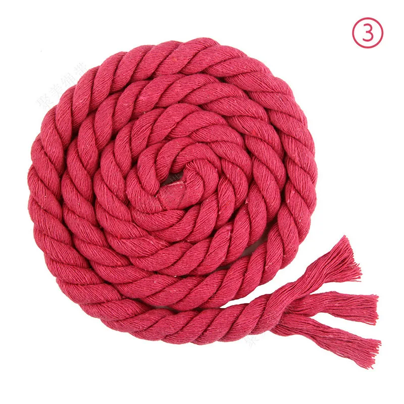 19 цветов 10 метров цветная хлопковая Веревка 10 мм круглая Толстая высокопрочная плетеная веревка для сумок ремесло домашние декоративные аксессуары - Цвет: 3 Rose red 10M