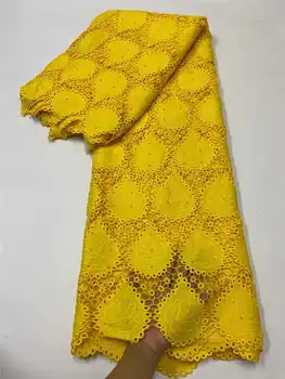 

skin Friendly Luxury lace African Cord Lace Fabric High Quality soft guipure lace fabric For party Dresses Yellow