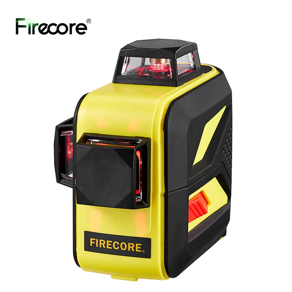 FIRECORE 3D 360 Red Laser Level F93T-XR 12Lines Лазерный Уровень LR6/Lithium Battery Self-Leveling Cross Lines Use Receiver
