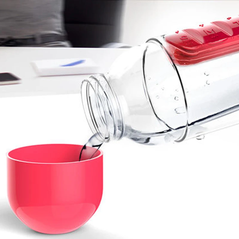 Super 600Ml Water Bottle With Pillbox 26 &Bull; Teknotiq