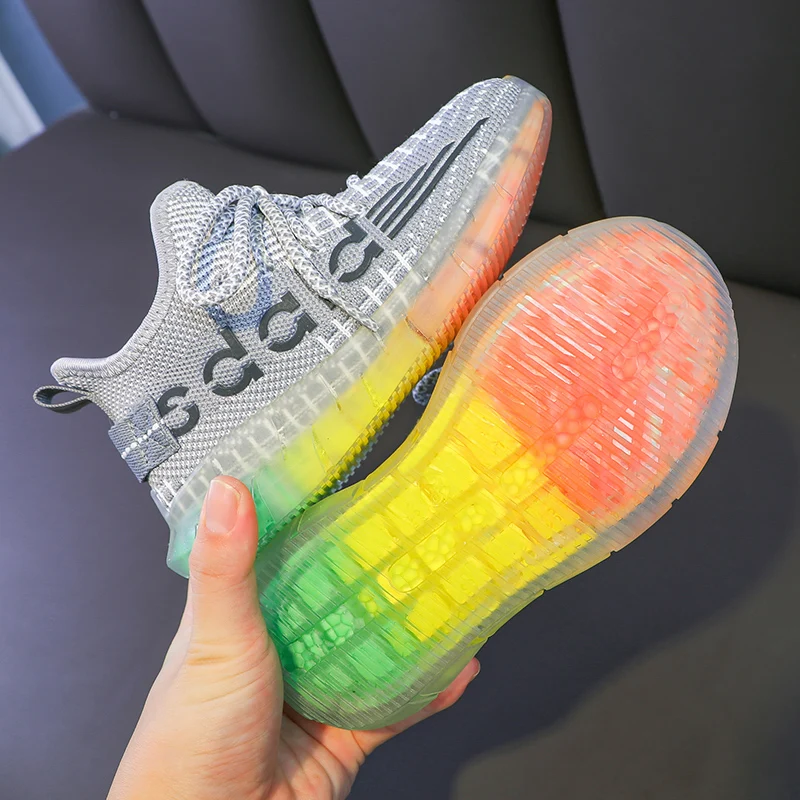

2020 Autumn Children Sport Sneakers Boys Girls Jelly Shoes Breathable Soft Rainbow Bottom Non-slip Kids Casual Shoes