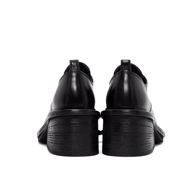 Весенние туфли; модные брендовые женские туфли на толстой подошве; zapatos de mujer; женские лоферы на среднем каблуке; Цвет Черный