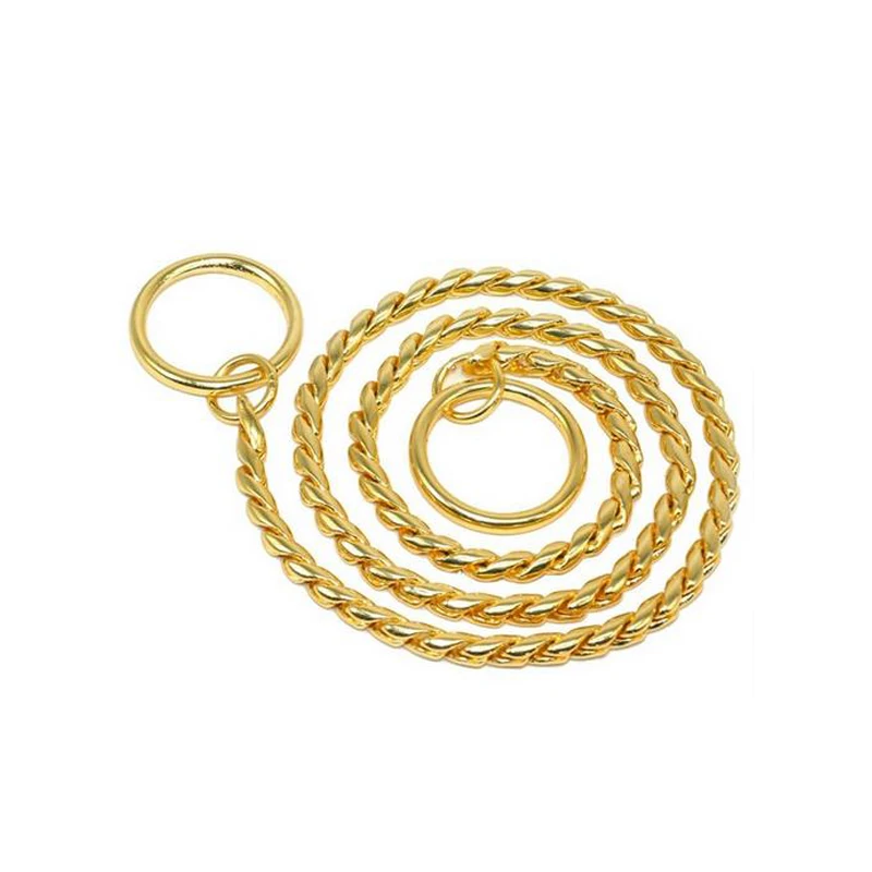 

Pet Dog Necklace Copper Dog Chain Dog Light Decorative Snake Choker Training Chain Snake Pet Show Accessories 2 Colors 7 Sizes