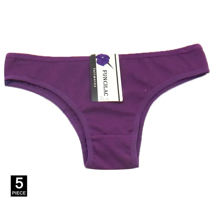 Purple-5 pcs Пикантные женские трусы, плавки для мальчика с принтом хлопковые трусы больших размеров нижнее белье для девочек, женские сексуальные нижнее бельё для девочек трусы xxl 5 шт./компл. FUNCILAC - Цвет: Purple-5 pcs
