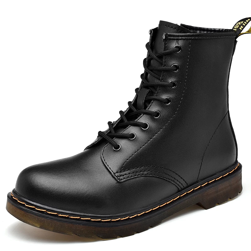 

Men's Winter Shoes Warm Ankle Boots Genuine Leather Martin Boots Dr Motocycle Classic England Style Male work Safty Shoes