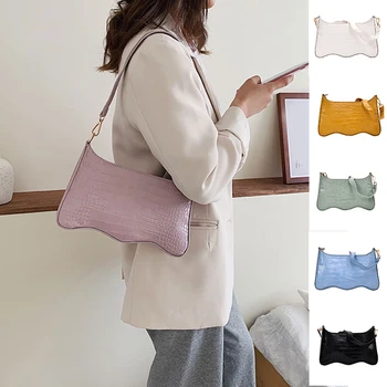 

2020 Retro Small Shoulder Bag Summer Stone Pattern Handbag And Purse Solid Color Leather Totes Bag Retro Totes