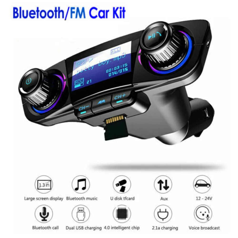 Автомобильный авто Bluetooth fm-передатчик комплект громкой связи вызов AUX аудио USB MP3 плеер