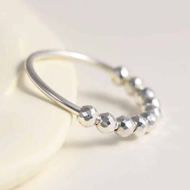 925 Sterling Silver Fidget Beads Ring For Women Men Rotate Freely Anti Stress Anxiety Ring INS Simple Style Lady Fashion Jewelry type 6