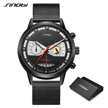 SINOBI модные мужские часы с креативным дизайном, мужские повседневные спортивные кварцевые часы с хронографом, водонепроницаемые часы из нержавеющей стали