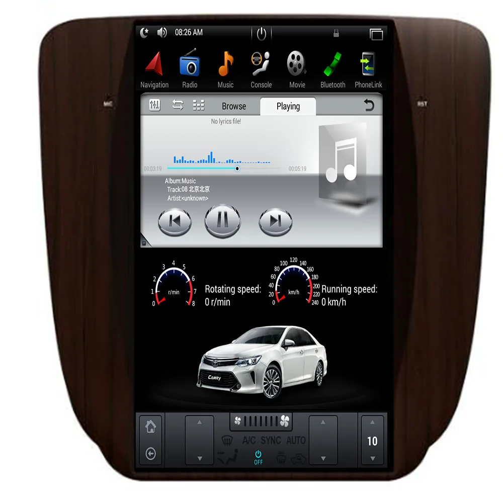 Discount Android 9 Tesla style Car GPS Navigation For GMC Yukon 2007-2011/Wooden headunit multimedia radio tape recorder IPS no DVD auto 2