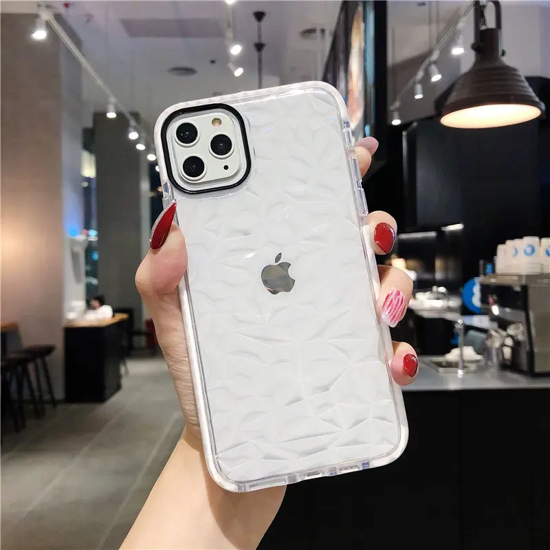Геометрический чехол для телефона для iPhone 11 Pro Max XS Max 6 6S Plus, мягкий ТПУ прозрачный противоударный чехол для iPhone 11 Pro 7 8 Plus XR - Цвет: White