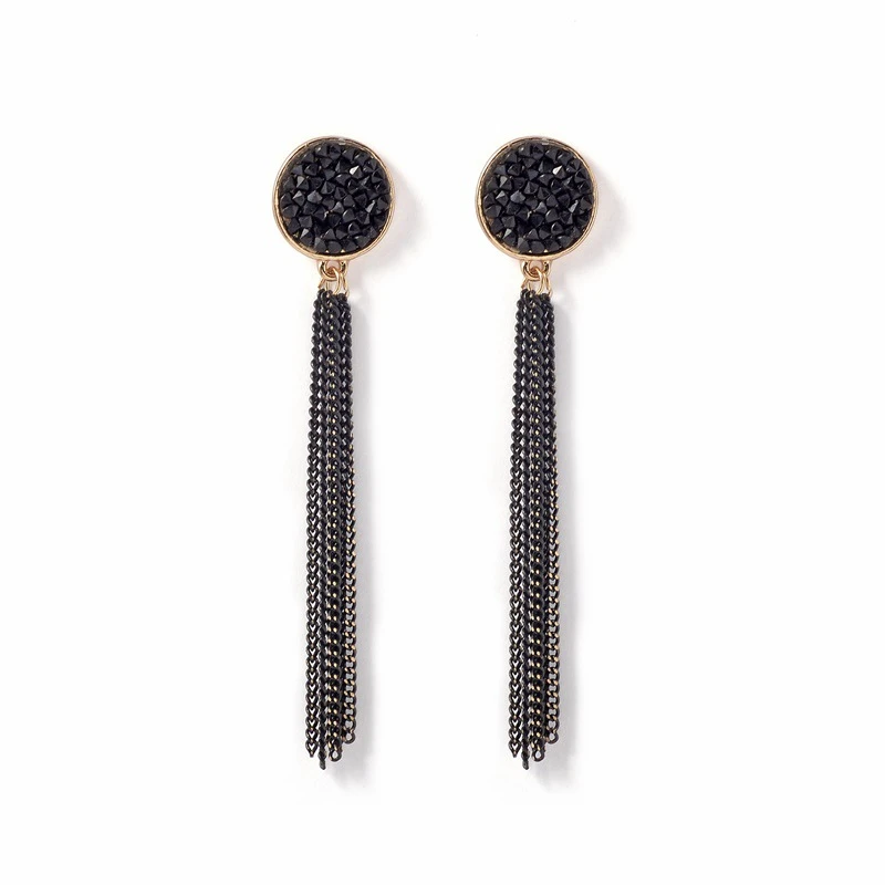 Pendientes negros con borlas mujer, aretes colgantes de Metal y joyería coreana a la moda, regalo para niñas, 2019|Pendientes con forma de - AliExpress