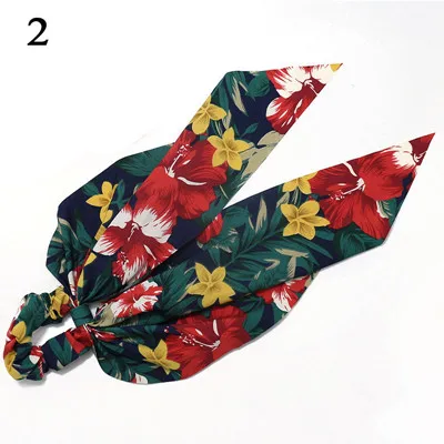 H2 Ponytail scrunchie hair ties Scarf Elastic Hair Rope for Women Hair Bow Ties Scrunchies Hair Bands Flower Print Ribbon Hairbands - Цвет: H2