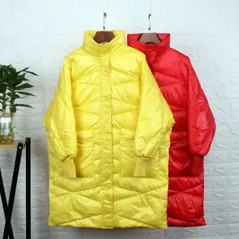 

New Women's Winter Down Long Jacket Fashion Jacket Thick Warm Coats Stand Collar Zipper Jacket Solid Soft Parkas