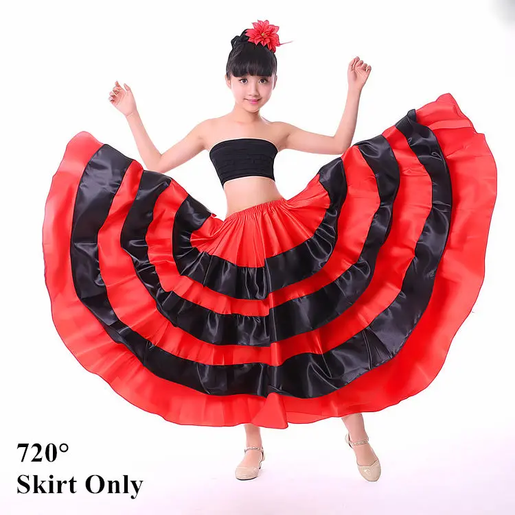 Платье Фламенго костюм для латиноамериканских танцев танго платье с широкой юбкой для танцев костюм для выступлений для взрослых бальные Юбки Для корриды для девочек - Цвет: 720 degree