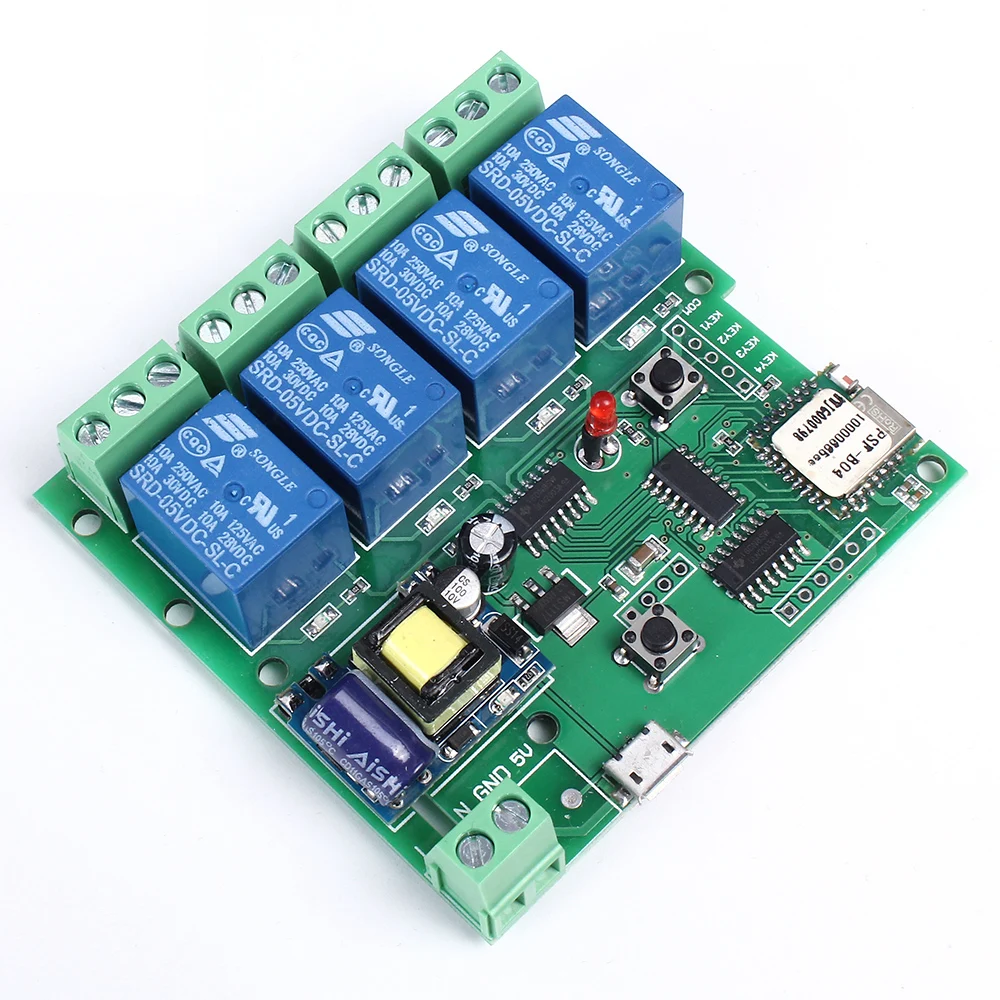 220V 4 wifi реле канала модуль с помощью приложения на телефоне Беспроводной дистанционного Управление WI-FI переключатель пробежку с встроенной функцией спуска затвора блокировки 433 м для смарт-Приспособления