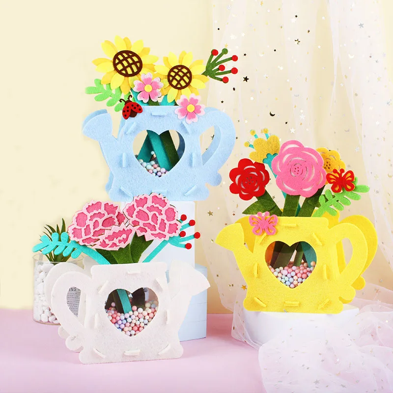 

1 Pcs Creative Children Kids DIY Handmade Non-woven Fabric Potted Flowers Kindergarten Early Learning Education Toys Craft Toys