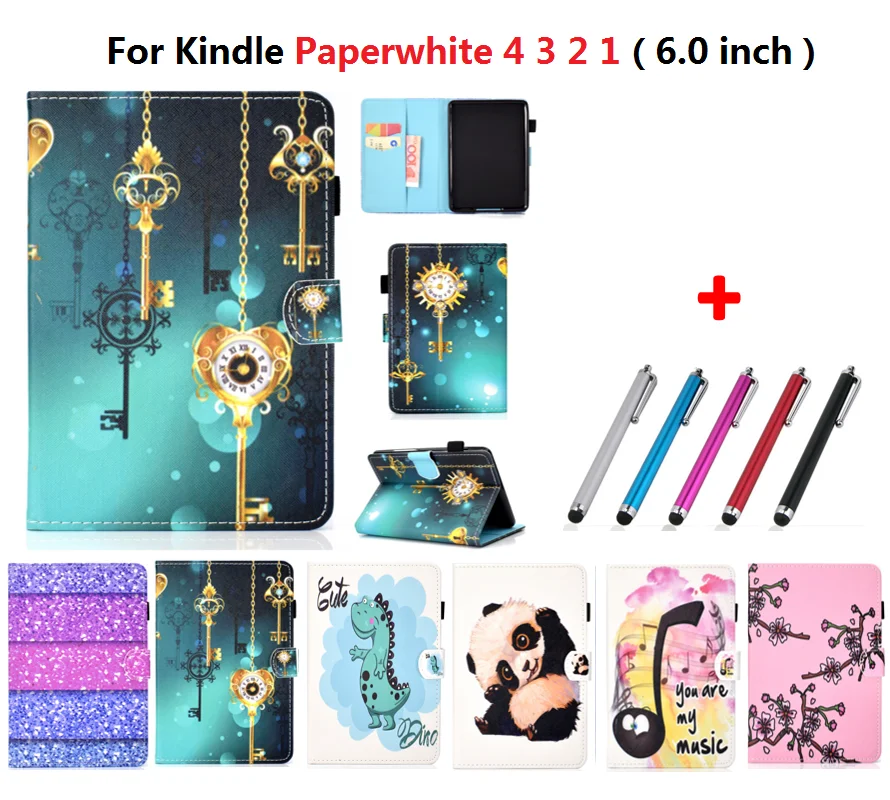 For Amazon Kindle Paperwhite 4 2018 Covers Cute Panda Dinosaur Clock Music Capa 3 2 1 2017 2015 Caqa 6 inch Shell | Компьютеры и офис