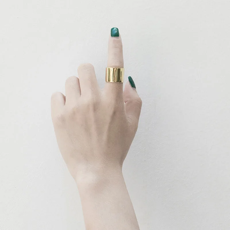 New Style Fine Polished Silver wedding Open Finger Ring Anniversary Jewelry Gold color