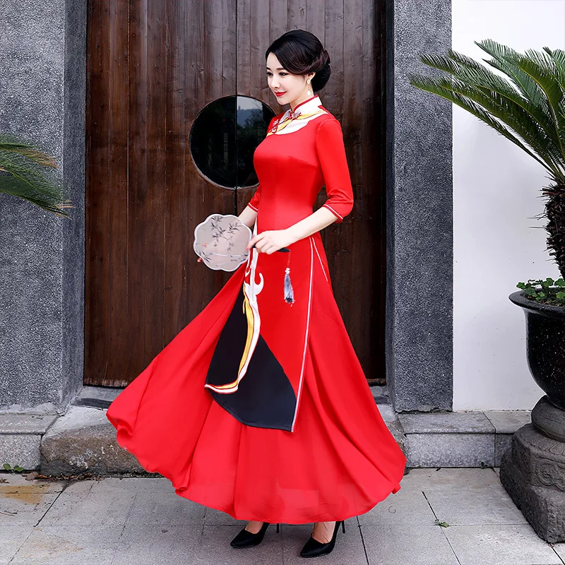 Китайское традиционное женское платье Ципао размера плюс 5XL Aodai, новинка, китайское вечернее платье