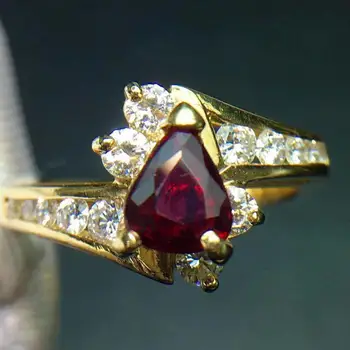 

Ruby Ring Pure 18 K Gold Jewelry Real Natural 1ct Red Ruby Diamond Jewelry Anniversary Female's Rings for Women's Fine Rings