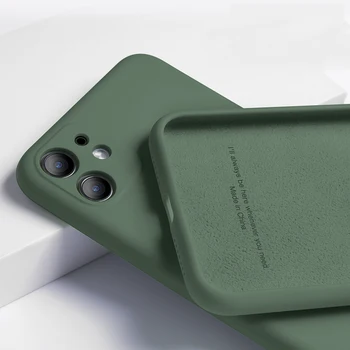 For iPhone 12 Liquid Silicone Matte Soft Cover For iPhone 11 Pro XS Max XR 8 7 6 6s Plus Flexible Shockproof Case Midnight Green 1