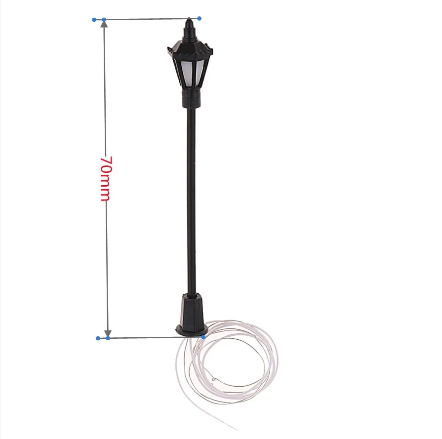 20PC 7cm Model Railway Led Lamppost Lamps Wall Lights 1:100 Scale 3V White Miniature LED Street Lights 1:100 H0 Scale Lamp Post 6