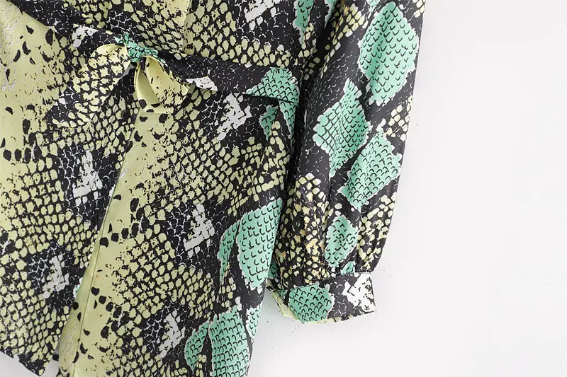 New Snakeskin Printing Satin Shirt Women Overszied Long Shirts European Fashion Women Tops