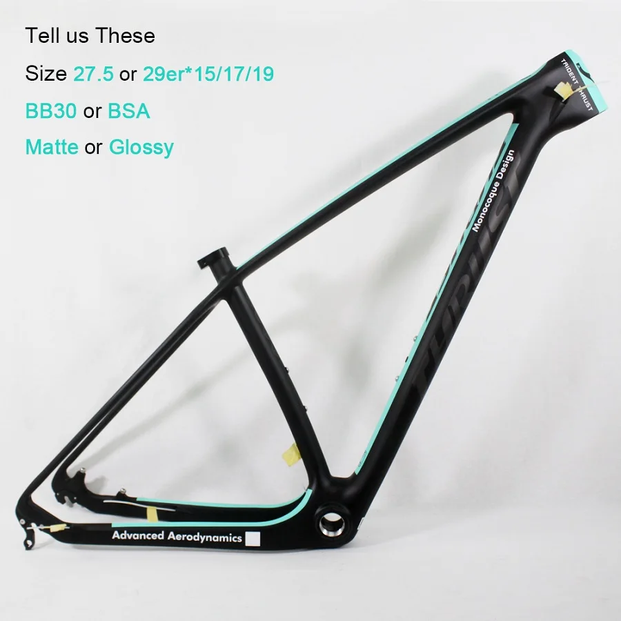 mint green new paint Горный велосипед карбоновая рама mtb 29er тяга карбоновая велосипедная рама 29er BSA BB30 поддержка Настройка цвета - Цвет: mint green new paint