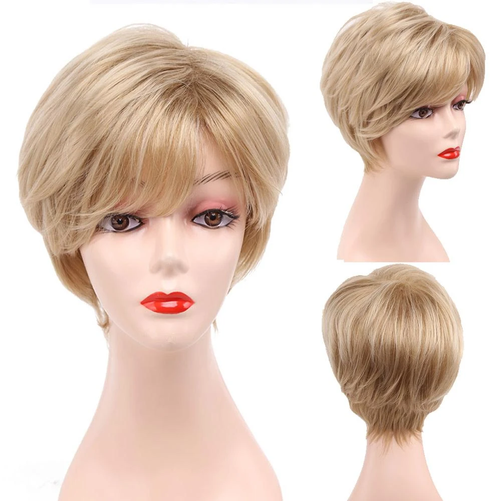 アミールブロンドかつらの毛の自然波ショートかつらサイド前髪合成耐熱ブラウンヘアスタイル髪のかつらかつらコスプレ Wigs For Women Wigs For Elderly Womenwig Short Aliexpress
