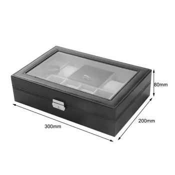 

Black Leather Jewelry Storage Box holder Luxury Casket Display 2 In One 8 Grids+3 Mixed Grids Jewelry Ring Watch Box Case