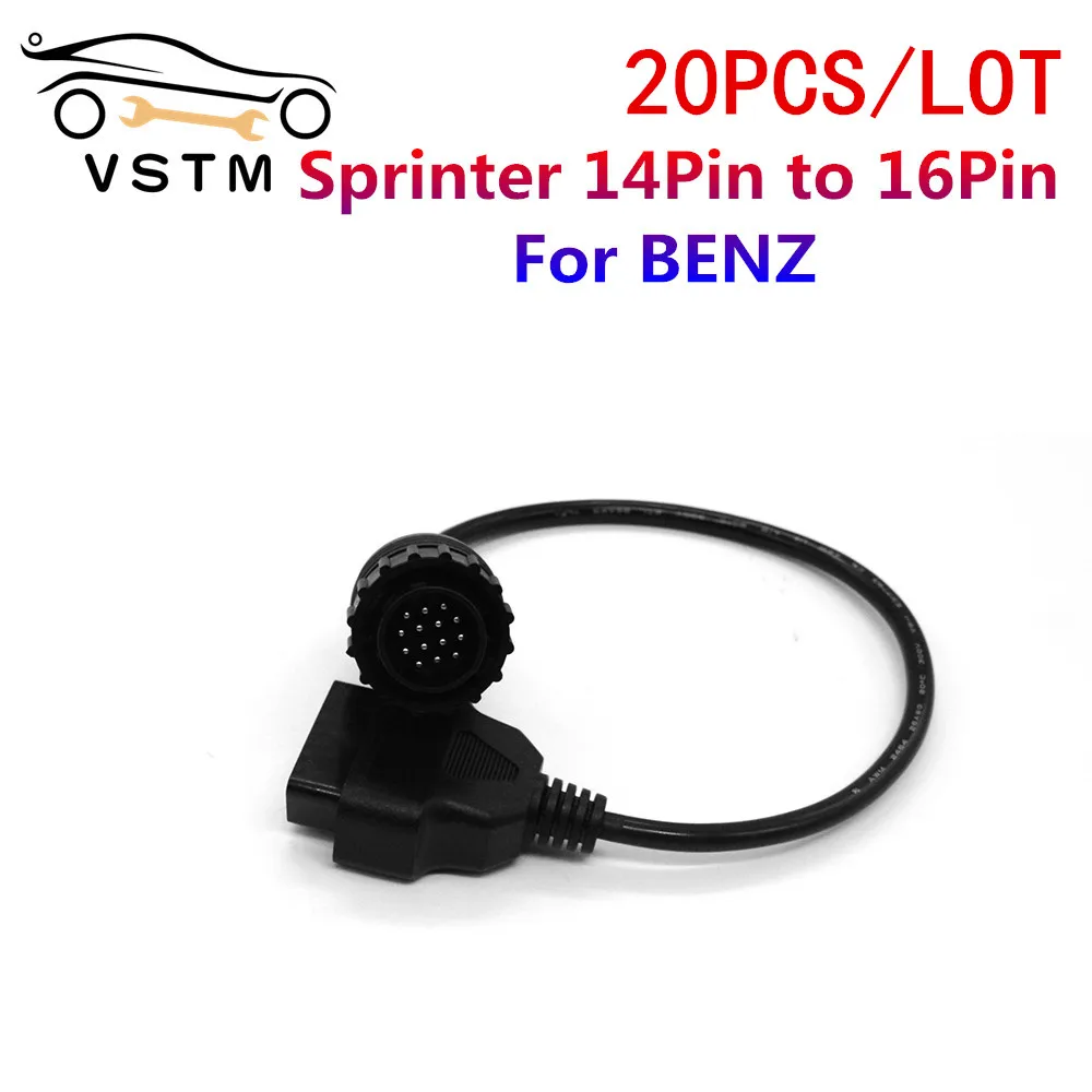 5/10/20Db/Tétel A Mer*Cedes -Hez A B*Enz Sprinter 14Pin -Hez 16 Pontos 14 Tűshez Obdⅱ Obd2 Obd 2 16 Pin Adapter Ingyenes Szállítás