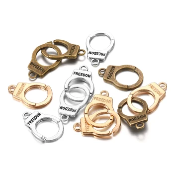

10set/bag Charms Handcuffs Freedom Connector Antique muticolor Pendants For DIY Jewelry Making Findings Supplies Handmade