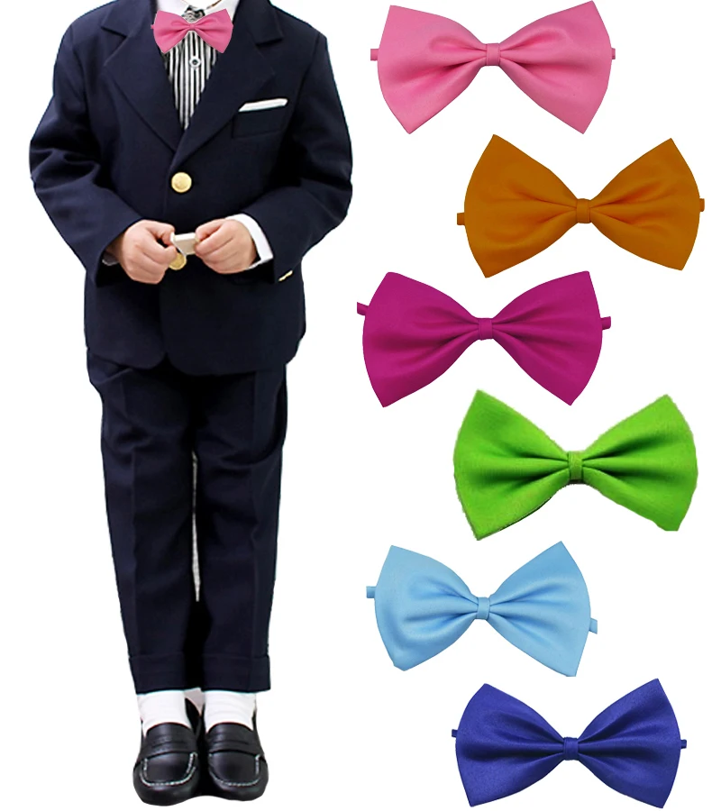 Boy Girl Pet Bowties Solid Butterfly Bowtie Wedding Gift Bow Tie Novelty Neckwear Accessories CA44
