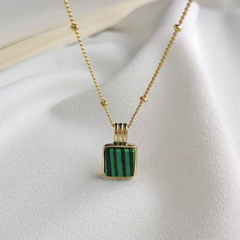 

Malachite Pendant Chains Necklace 925 Sterling Silver Necklace For Women Jewelry Collares De Moda 2020 Joyas De Plata 925 Mujer