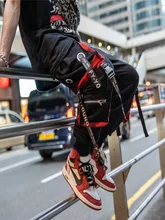 

Hip Hop Joggers Men Letter Ribbons Cargo Pants Pockets Track Tactical Casual Techwear Male Trousers Sweatpants Sport Streetwears