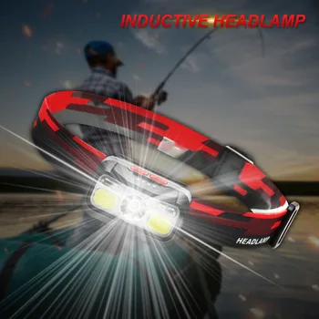 

XPE Head Light Sensible LED Headlight Rechargeable Powerful Head Lamp Head Torch For Outdoor Fishing Headlight Red COB