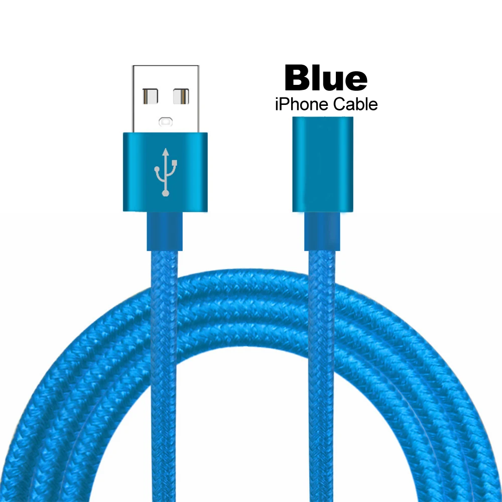 1 м/2 м/3 м ультра длинный без запутывания нейлон 8 pin зарядное устройство USB кабель зарядный Шнур зарядное устройство для iPhone X XS MAX XR 5 6 6s 7 8 plus - Цвет: Синий