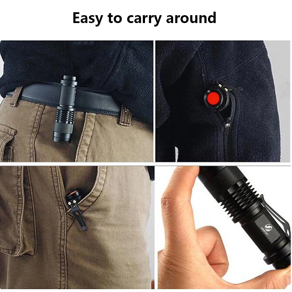 Tactical Detection Lamp Mini Black Light Pet Urine Stains Detector Without Battery UV Flashlight Ultra Light With Zoom Function