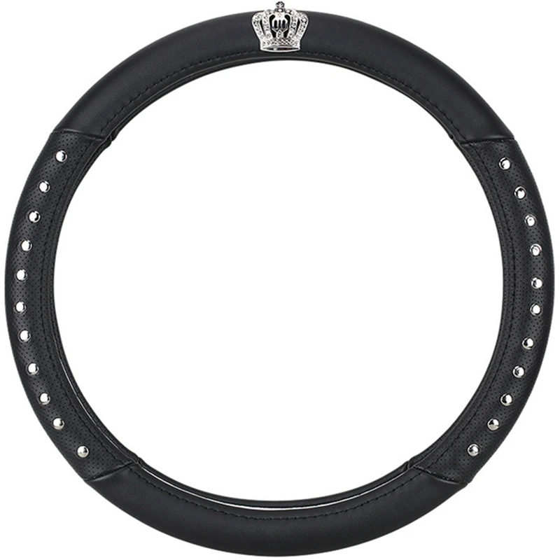 01 Универсальный руль, кожаный чехол с кристаллами queen's Bling, с заклепками, четыре сезона, Автомобильный руль, чехлы для женщин, автомобильный стиль - Название цвета: 01