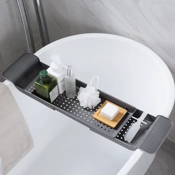 

Bathtub Makeup Towel Organizer Bath Tray Shelf Shower Bathroom Storage Rack Tools Plastic Kitchen Sink Drain Holder
