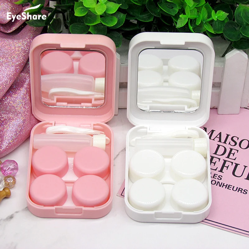 Strawberry Lens Case with Stick Mirror Set Contact Lens Partner Container Storage Holder