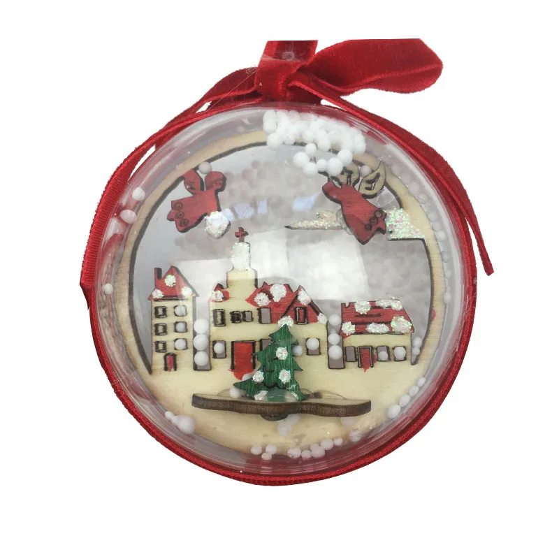 Angel 1 шт. 6 см прозрачный акриловый Рождественский шар Рождественское украшение для дома Рождественская елка орнамент Дерево Лазерная резьба Снеговик Ангел внутри - Цвет: Angel