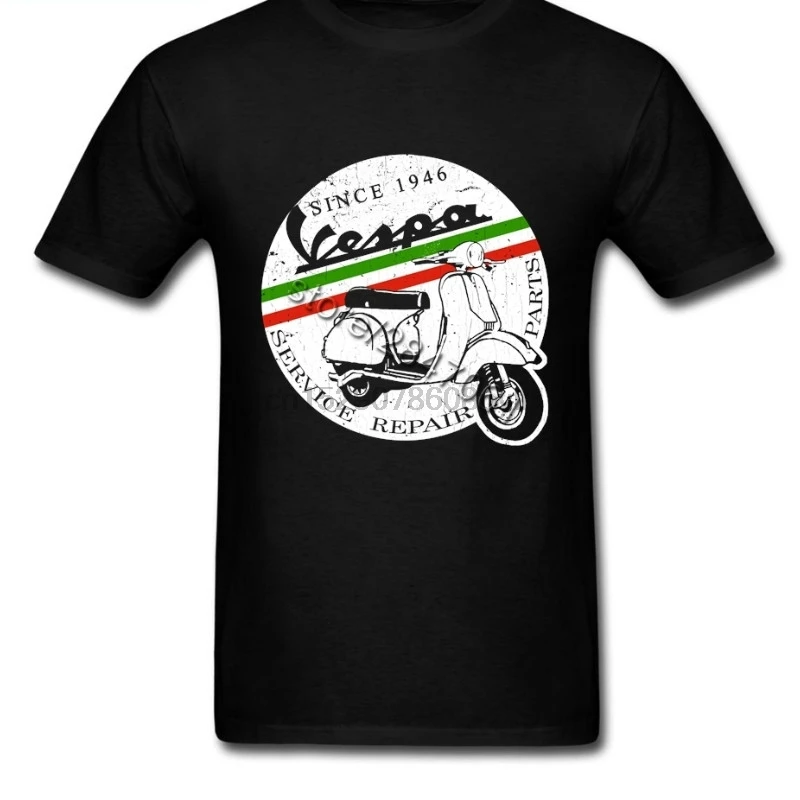 Пользовательские печати Vespa Футболка Винтаж Италия мужская с коротким рукавом О